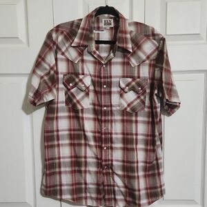 Ely Cattleman Men's Red and Brown Plaid Shirt